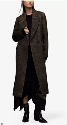 AllSaints Elyria slim-fit textured woven coat Size Worn Twice