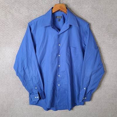 Arrow Shirt Mens Medium 15.5 34/35 Blue Poplin Button Down Long Sleeve Casual