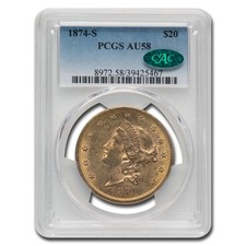1874-S $20 Liberty Gold Double Eagle AU-58 PCGS CAC