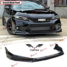For 2022-2024 11th Honda Civic Yofer Crystal Black Pearl Front Lip Splitter Kit