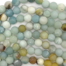 Natural Matte Multicolor Amazonite Round Beads 15" Strand 4mm 6mm 8mm 10mm 12mm