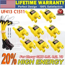 High Performance Ignition Coil+Wire+Spark Plug For Chevy GMC 5.3L 6.2L V8 UF413