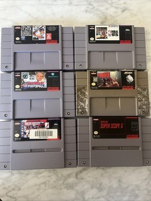 Super Nintendo SNES Sport Video Game Lot of 6 Football Basketball Hockey Boxing2