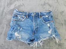 Abercrombie Fitch Jean Shorts Womens 2 High Rise Mom Distressed Raw Hem Cut Offs
