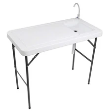 Outdoor Folding Fish and Game Cleaning Table w/Sink| Portable & Durable, Stan...