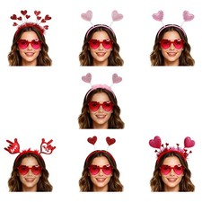 Womens Headband and Heart Shape Sunglasses Party Props Costume Holiday Birthday