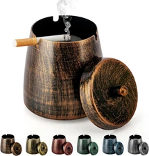 Ashtray for Cigarettes Outdoor, Outdoor Ashtray with Lid for Cigarette, Metal Od