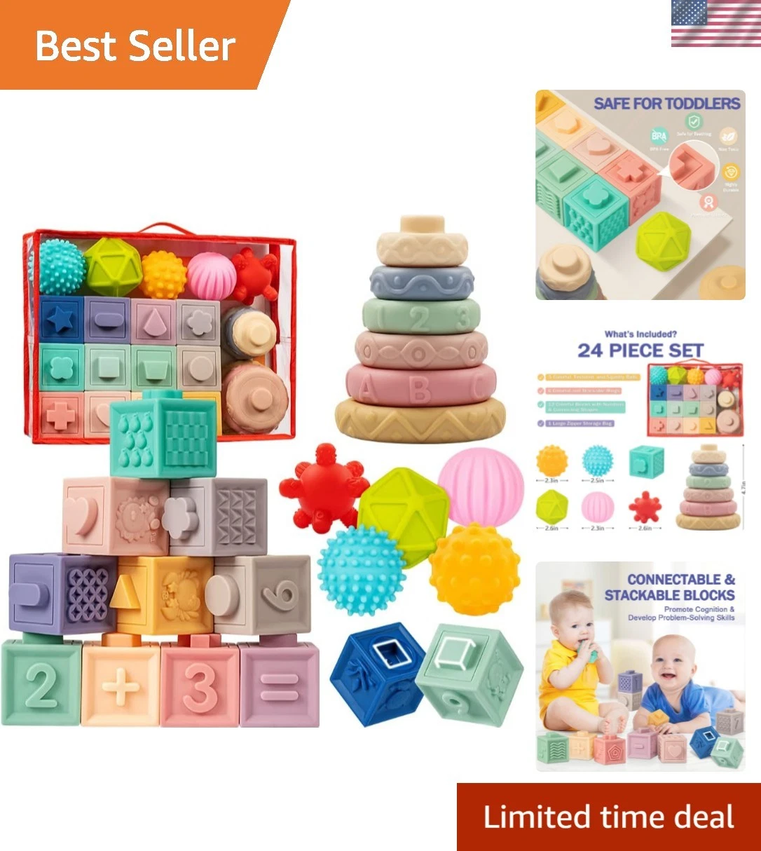 Baby Toys 6-12 , Montessori Toy for Babies 6-12 , Incl Stacking Building Bloc...