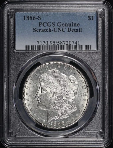 1886-S Morgan Dollar PCGS UNC Details Scratched - Low Mintage, Scarce!