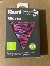RunLites Pink Flecks Half Finger Running Glove Size Medium With Lights