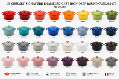 Le Creuset Enameled Cast Iron Signature Deep Round Oven, 6.5 qt All Color
