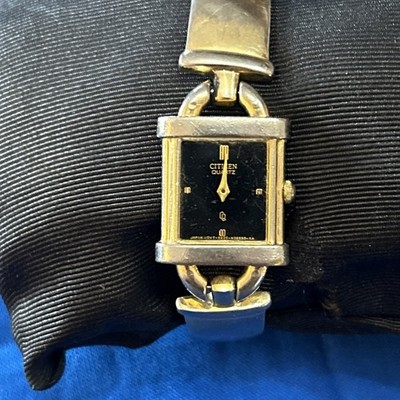 Citizen Quartz Gold Tone Tank Ladies Watch Solid Vintage 80s 90s