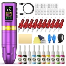 Gun Kit Wireless Tattoo Machine Kit with Digital LED Display 1,800 mAh Tattoo...
