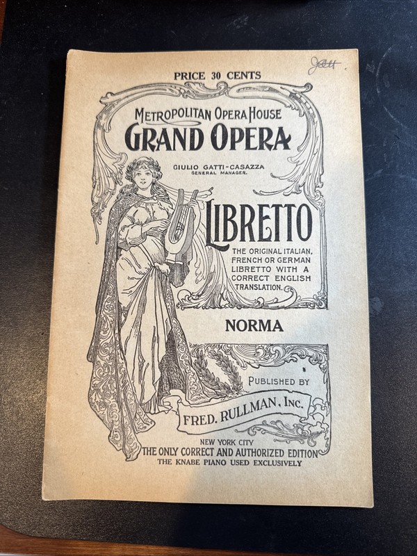 Metropolitan Opera House Grand Opera Libretto, Norma