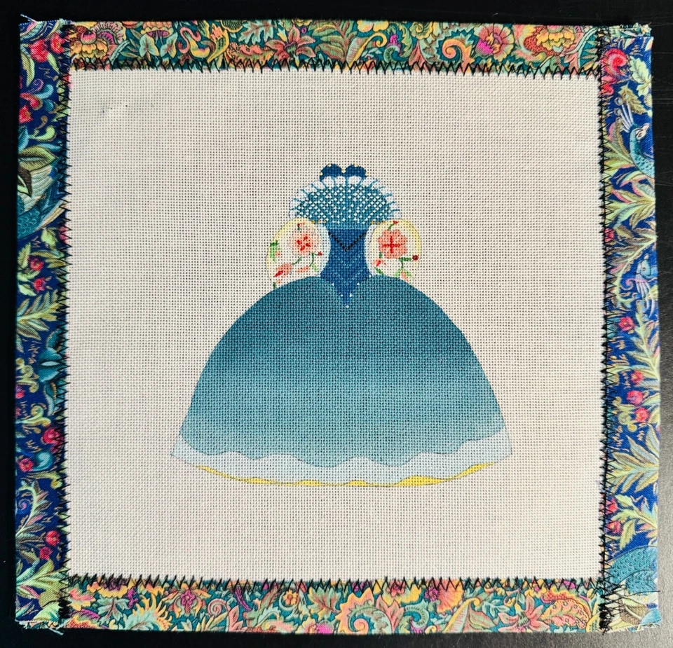 RENAISSANCE LADY DELANTERO/TRASERO - DE COLECCIÓN Lienzos pintados a mano DEDE 9x9 Nuevo de Lote Antiguo Foto 4 de 4