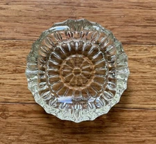 Ashtray Large Round Clear Glass Crystal Cut Etched Glass Vintage ITALY Cigar