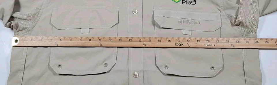 Shimano Men's XL Fishing Shirt Vented UPF30 Long Sleeve Pockets Power Pro Logo   - Image 4 of 4