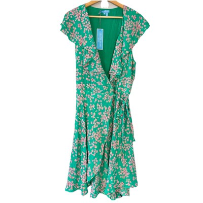 #ad Draper James RSVP green floral XL sundress summer wedding guest flutter NEW $18.99