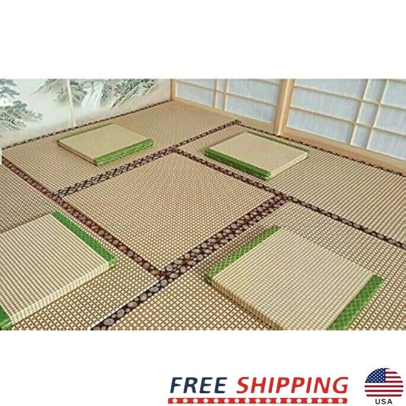 Durable Japanese Mini Tatami Mat 1 Inch Thick Handwoven Reed Futon Use