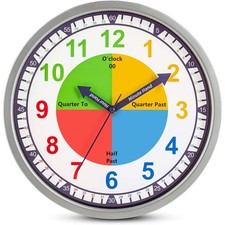 Colorful 12 Inch Kids Learning Analog Clock Telling Time Educational Gift