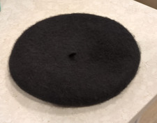 New Warm French Style Beanie Black Wool Beret Size L Large 60 to 65 cm