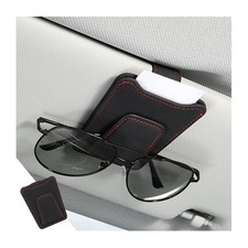 Sunglasses Holder for Car Sun Visor, Magnetic Leather Glasses Hanger Clip, Ey...