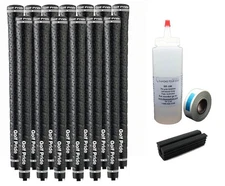 13 New Golf Pride Tour Wrap 2G Midsize (+1/16) Black Grips - With Grip Kit