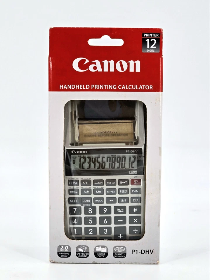 Canon P1-DHV-3 Printing Calculator LCD Silver New - Image 2 of 4