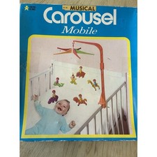 Stahlwood Crib Mobile Circus Light Plastic Animals Clown 1969 Toy Rare Vintage