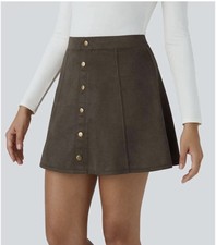 NWT Halara High Waisted Decorative 2-in-1 A Line Suede Mini Skirt Size Small