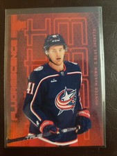 2023-24 Hunter McKown Fluorescence RED Upper Deck Series 2 Hockey Columbus Blue