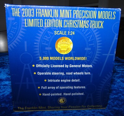 Franklin Mint 1/24 2003 Christmas Plow Truck 1955 Chevy Cameo | eBay