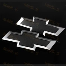 For 2016-2019 GM Chevy Silverado 1500 Black Front & Tailgate Bow tie Emblem
