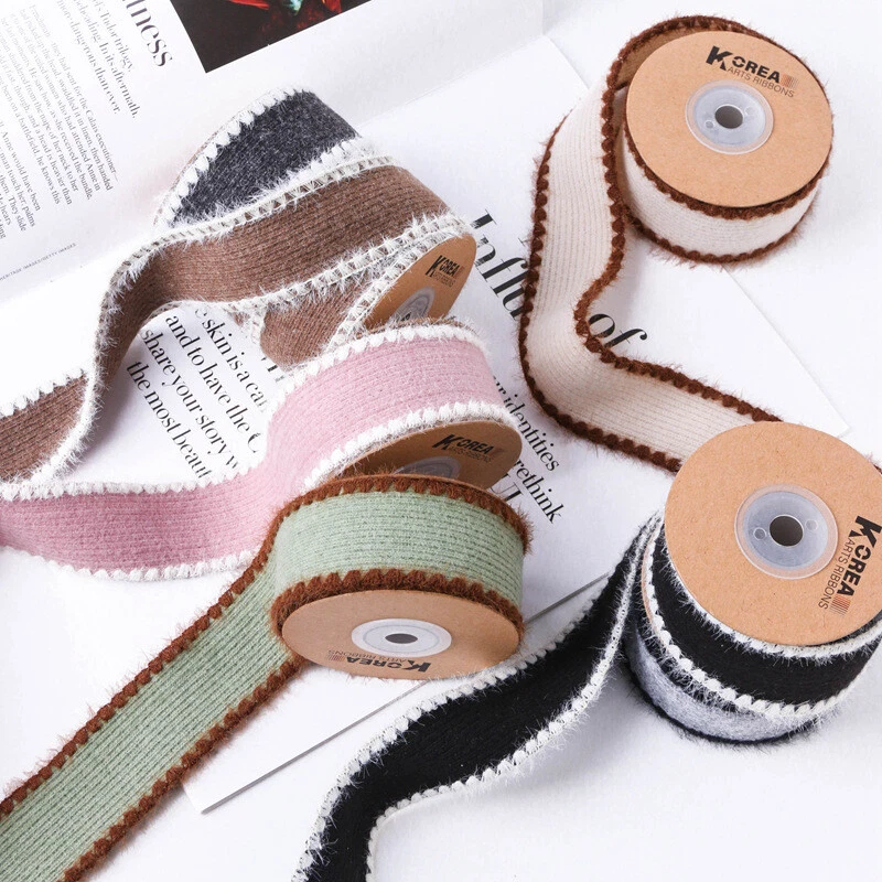 9.1m Gehäkelt Streifen Flock Gurtband Band Craft für Blumen Geschenk Verpackung - Bild 4 von 4