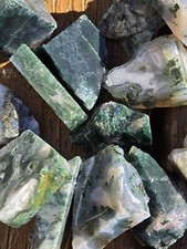 Moss Agate cut rough 1-2" A pound lbs tumbling lapidary scenic wholesale bulk