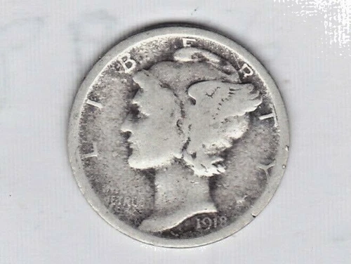 1918 D MERCURY DIME in GOOD condition ~ PLEASE SEE THE SCAN  stk Y1001