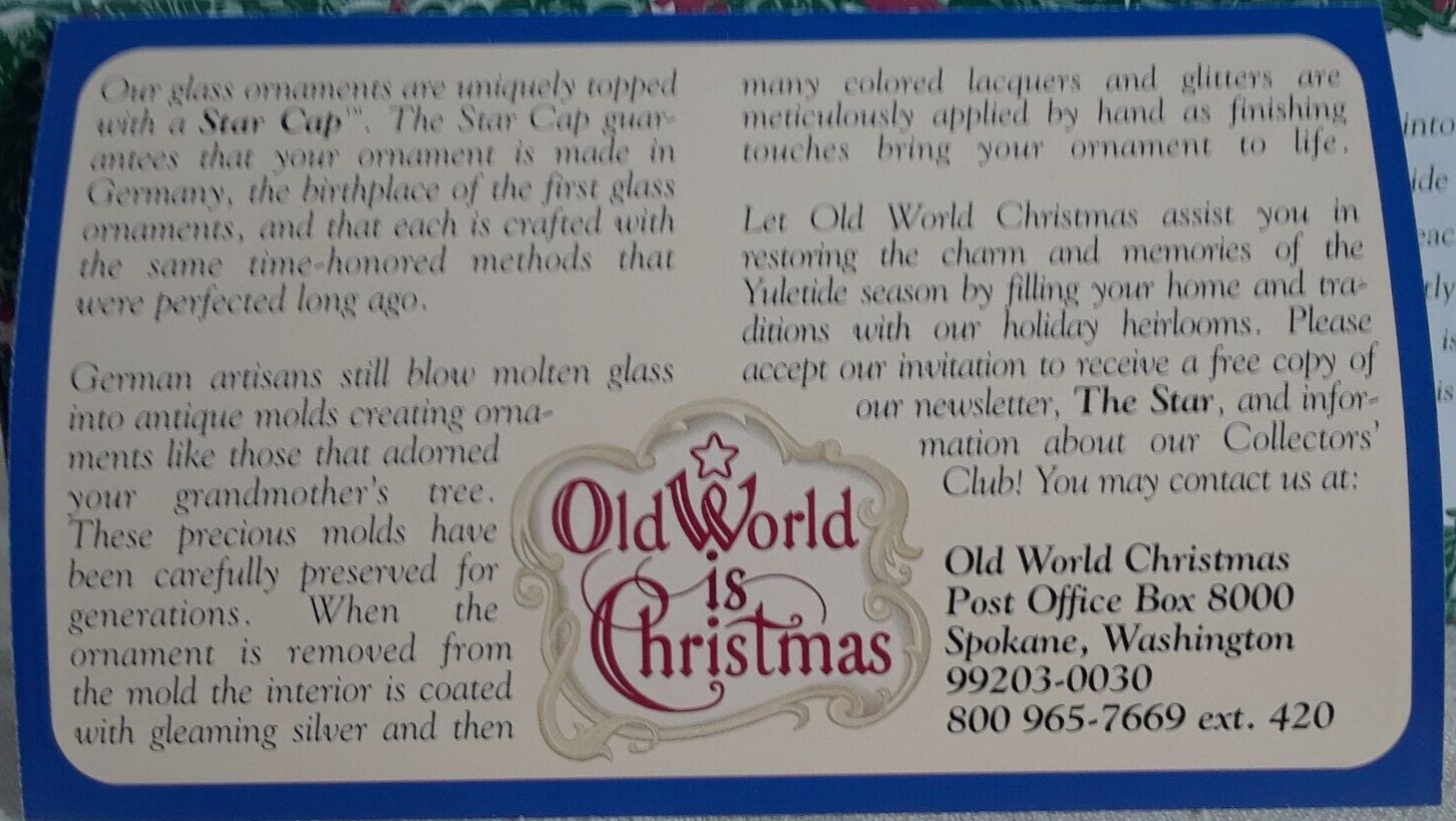 Merck Family’s Old World Christmas Ornament 2000 Champagne Bottle 5" Blown Glass