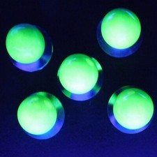 5 pc W Holder Glass 1" Shooter Marbles UV Uranium Vaseline Glow Green Blacklight
