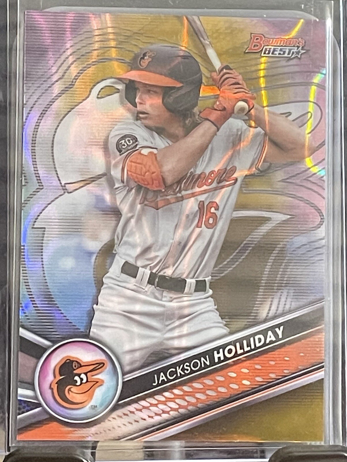 2022 Bowman's Best Gold Lava Refractor Jackson Holliday /75 Baltimore Orioles