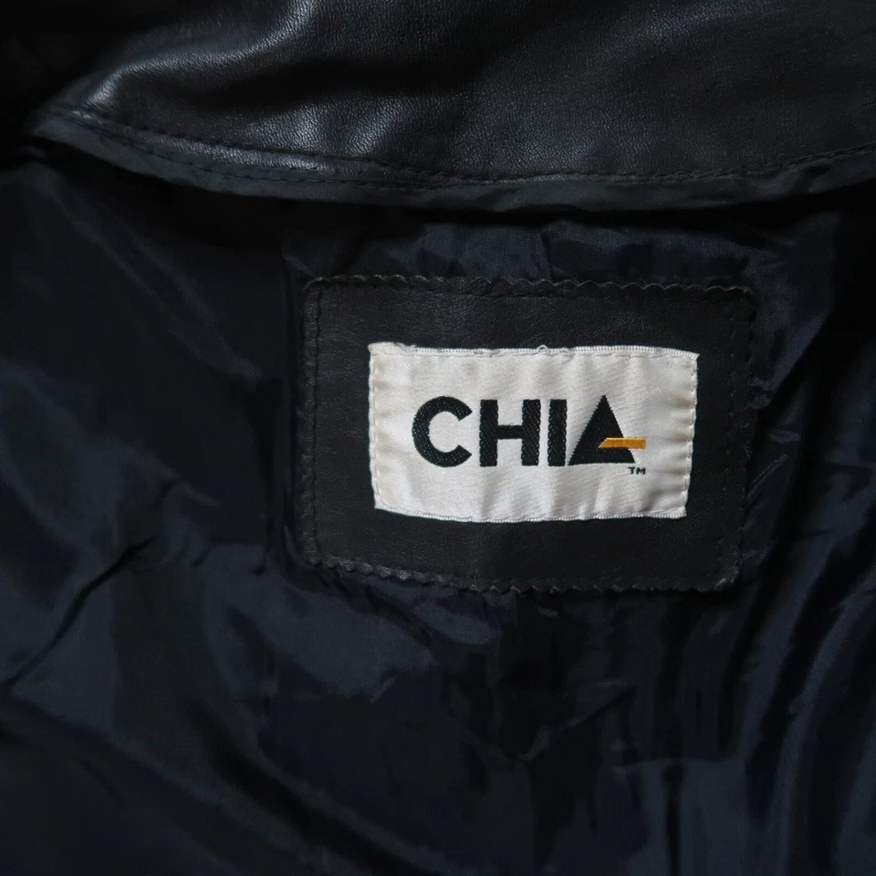 复古 CHIA 皮革外套夹克男式大号全拉链摩托车骑行 — 第 4/4 张图片