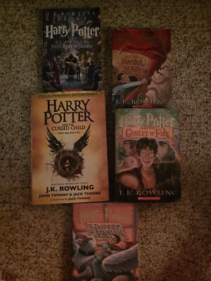 Harry Potter Books Lot, Set Of 5, Great Condition Paperback Hardcover 