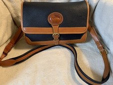 VTG Dooney & Bourke AWL Navy Leather Buckle Crossbody Bag Purse Made in USA
