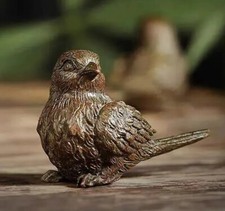 Brass Sparrow Bird Figurine Small Animal Statue Table Office Home Decoration Toy