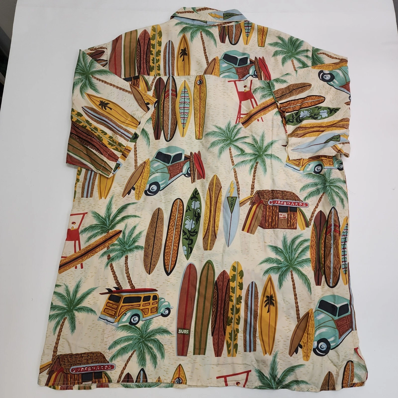 Silk Traders Hawaii By Sunrise Button up Shirt Size M Silk Surfing Beach wagon