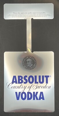 Absolut Vodka, 80 Proof - Mylar Shiny Shelf Dangler Display Sign - New Old Stock