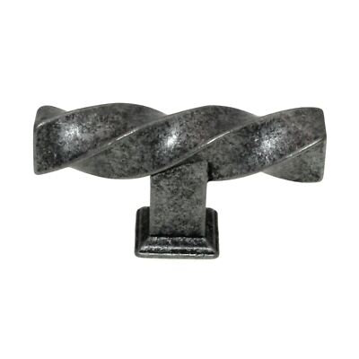 H-Select Iron Forge Pewter 2 1/2'' Cabinet T-Bar Knob Rustic Twist K469-SIM