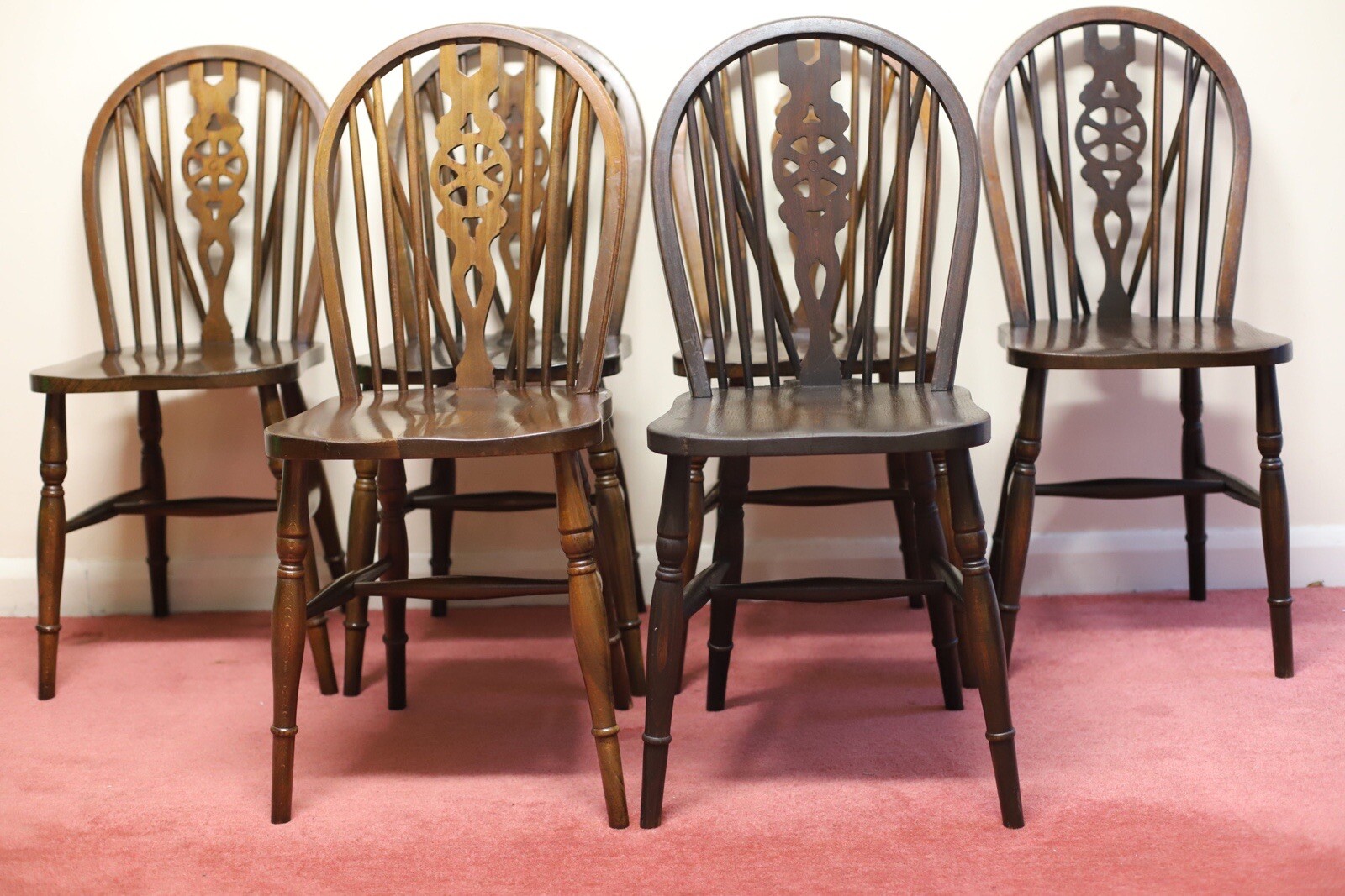 Set Of 6 Windsor Wheelback Dining Chairs eBay