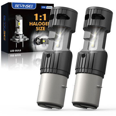 BEVINSEE Z26 2x BA20D LED Headlight Bulbs Motorcycle High/Low Beam Super Bright