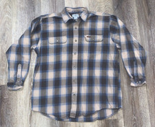 Carhartt Mens Sz XL X Large Long Sleeve Button Shirt Dress Plaid Work Brown Blue