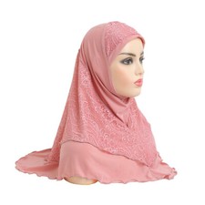 Islamic Muslim Women Lace Hijab Turban Headwrap Bandana Shawls Head Scarf Stole